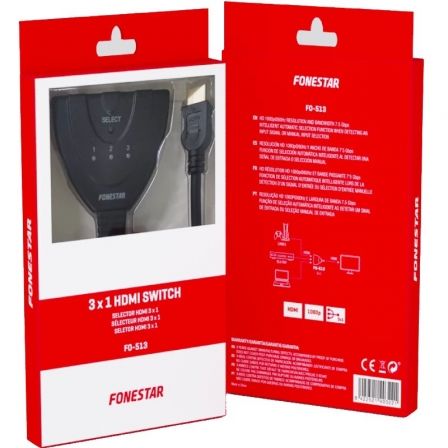 Fonestar Splitter HDMI 3 en 1 FO-513 con 3 entradas HDMI